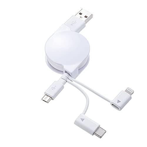 サンワサプライ(Sanwa Supply) ライトニング・TypeC・microB 巻取りUSB 3...