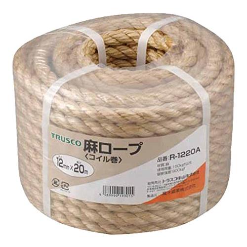 ＴＲＵＳＣＯ 麻ロープコイル巻きφ１２×２０ｍコイル巻