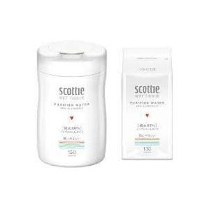 【まとめ買い】スコッティ ウエットティシュー 純水99% 本体150枚+つめかえ130枚