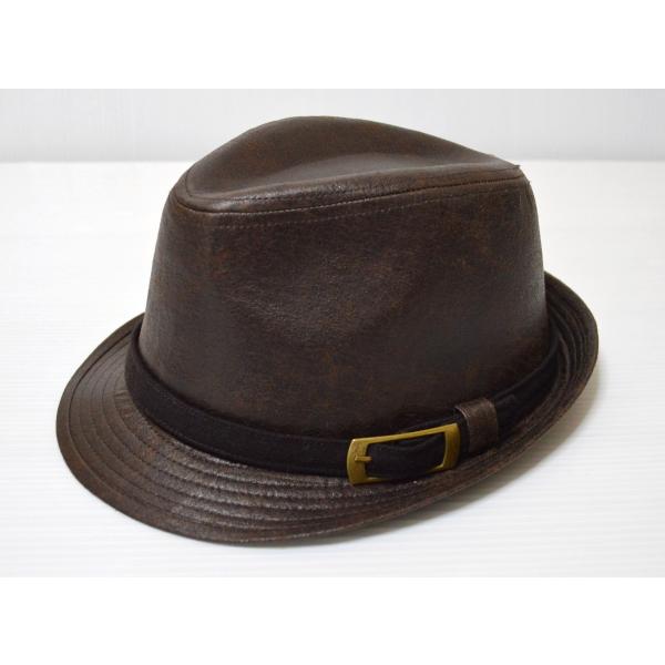 クラックレザー シンプル 中折れハット CNT10046