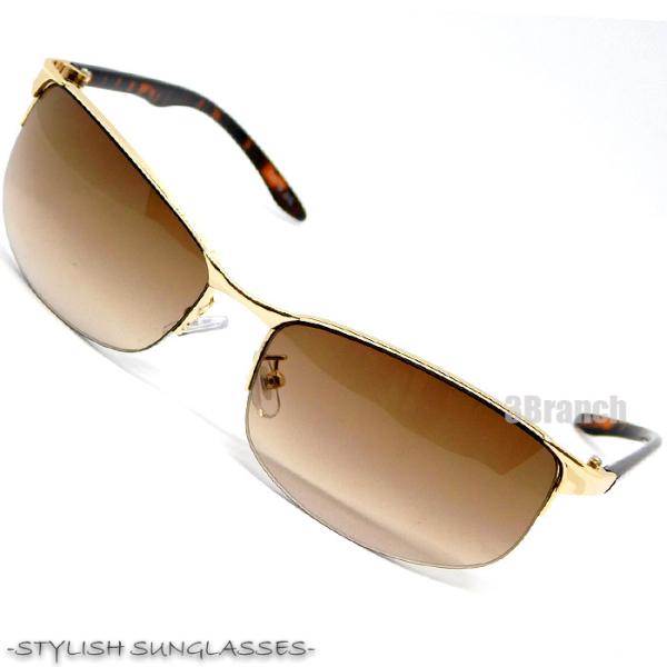 サングラス メンズ UVカット ハーフリム型 オラオラ系 チョイワル系 悪顔 強面 伊達メガネ 金融...