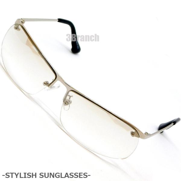 サングラス メンズ UVカット ハーフリム型 オラオラ系 チョイワル系 伊達メガネ 金融系 アニキ ...