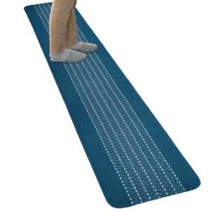 オカ(OKA) 優踏生洗いやすい キッチンマット 約45cm×270cm ネイビー(ヘリンボン) (洗える 軽量 滑り止め クッション)