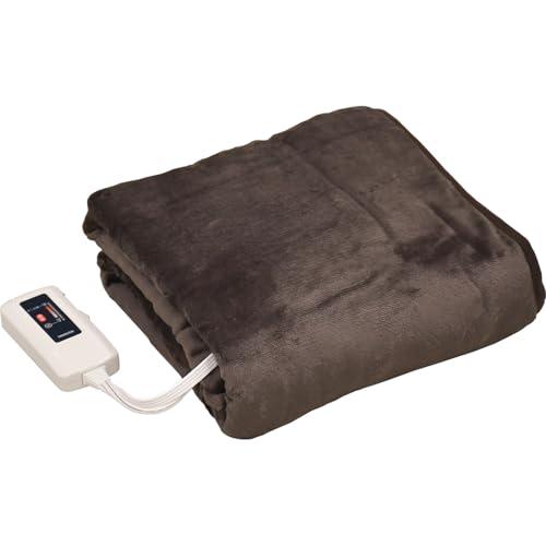 山善 ふわふわもこもこ 電気ひざ掛け毛布 (丸洗い可能) 120×60cm 表面フランネル 裏面プー...