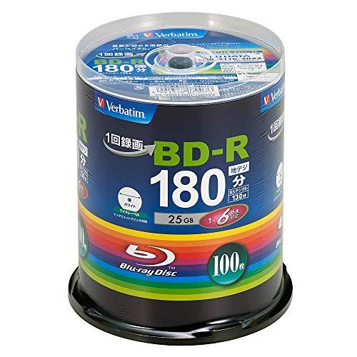 Verbatim バーベイタム 1回録画用 ブルーレイディスク BD-R 25GB 100枚 ホワイ...