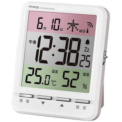 MAG(マグ) 置き時計 電波 デジタル スペクトル 温度 湿度 日付 曜日表示 ホワイト T-75...