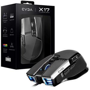 EVGA X17 ゲーミングマウス 有線 グレー カスタマイズ可能 16000 DPI、5プロファイル、10ボタン、人間工学903-W1-17G｜3c-online