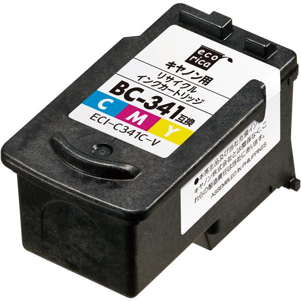 エコリカ BC-341対応　リサイクルインク 3色カラー　ECI-C341C-V