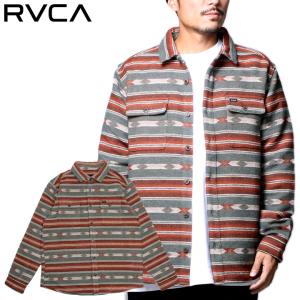 RVCA シャツ メンズ 長袖 ネイティブ ボーダー ストリート サーフ ブランド RVCA BLANKET LS BD042-135｜3direct