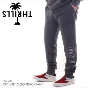 パンツ メンズ THRILLS OUTLINE LOGO TRACKPANT - TW7-401 スリルズ スウェットパンツ ロゴ プリント チャコール サーフ ストリート 2017 17 F/W 秋冬 新作｜3direct