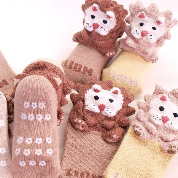 靴下 ベビー ライオン ソックス ギフト 動物 滑り止め 立体靴下 男の子 キッズ 送料無料 日本製...