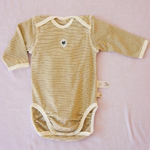 スーピマコットン 長袖 かぶり ”ボーダー” ボディースーツ