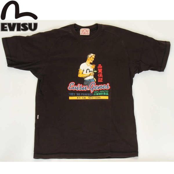 EVISU JEANS USED TEE SHIRTS BLACK 品質保証マーク エヴィス ジーン...