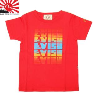 EVISU JEANS KID'S ロゴＴシャツ ES-00003 レッド エヴィス ジーンズ キッズ ロゴＴシャツ エヴィスキッズｔシャツ 半袖ｔ｜3love