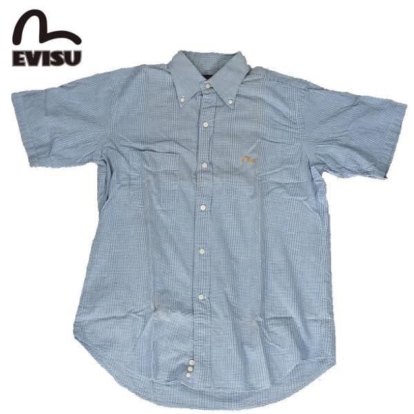 訳あり EVISU EVISUJEANS USED 半袖 ワンポイント カモメ チェック メンズ カ...