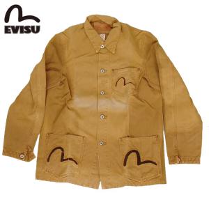 訳あり EVISU エヴィス EVISUJEANS USED ジャケット 長袖 アウター カモメマーク ロゴ カモメ ブラウン メンズ 限定 古着 ユーズド｜3love