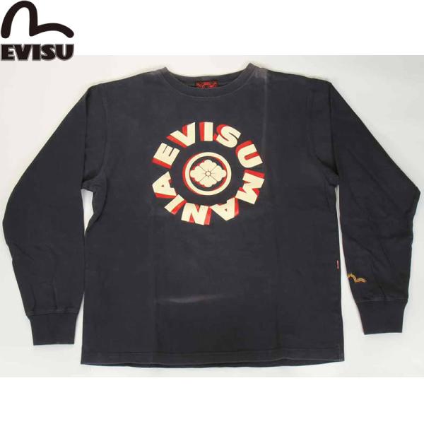 EVISU JEANS USED EVISU MANIA ロゴ ロングTシャツ ネイビー 長袖シャツ...