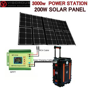 VIGOROUS ビゴロス 3000w POWER STATION & 200W Solar panel ポータブル電源 ソーラーパネル セット商品 携帯用 BLACK アウトドア キャンプ 車中泊 軽量｜3love