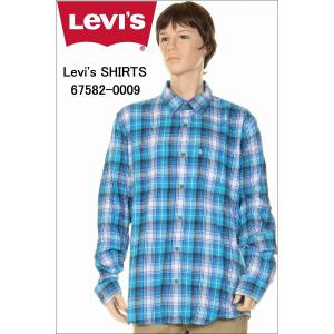 Levi's SHIRTS 67582-0009 リーバイスシャツ チェックシャツ ブルー ワークシャツ ロングスリーブ リーバイスシャツ 長袖シャツ｜3love