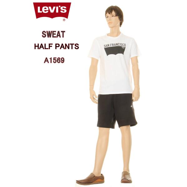 LEVI&apos;S A1569-0004 BLACK SWEAT SHORTS HALF PANTS LO...