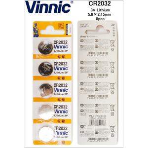 Vinnic ヴィニック CR2032 5pcs CP0308 リチウムコイン電池 5個入シート ボタン電池 コイン電池 3V 水銀0 Hg｜3love