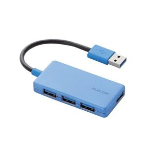 エレコム USB3.0 ハブ 4ポート バスパワー コンパクト ブルー U3H-A416BBUの商品画像