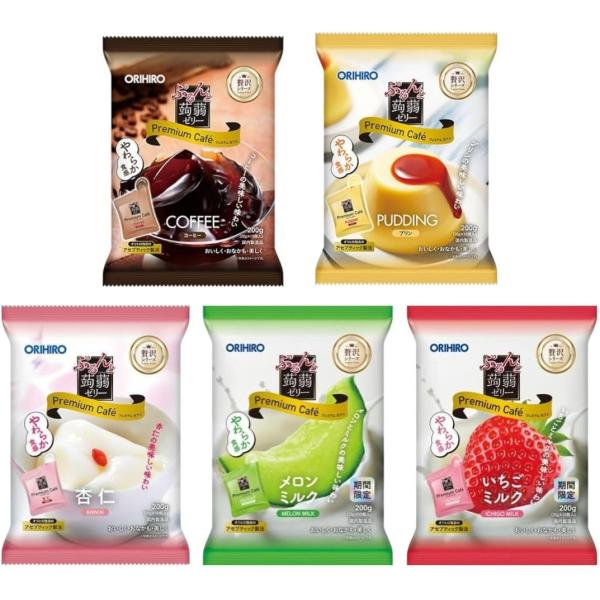 オリヒロ ぷるんと蒟蒻ゼリー プレミアムカフェ 5種 50個【コーヒー、プリン、杏仁、いちごミルク、...