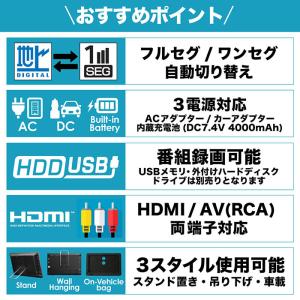 ポータブルテレビ 19インチ 地デジ録画機能 ...の詳細画像2