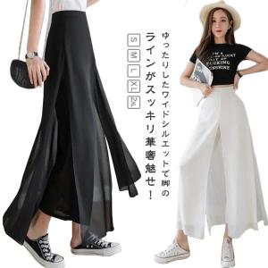スカーチョ スカンツ ガウチョパンツ レディース 夏 フレアワイドパンツ キュロットパンツ ルームウェア ワイドパンツ ロングパンツ ハイウエスト パ