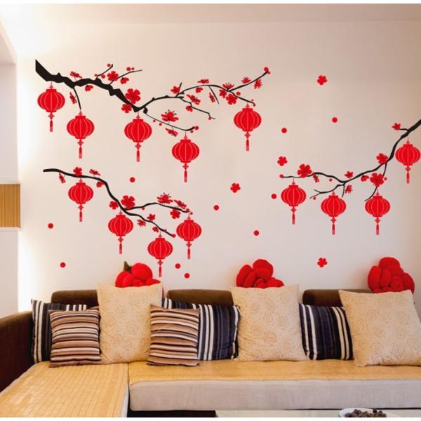ウォールステッカー 春節祭 提灯 壁紙 シール 賃貸OK はがせる 剥がせる DIY 模様替え イン...