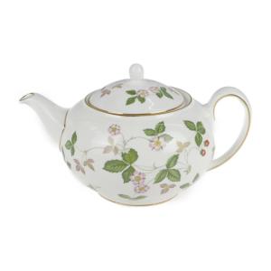 超美品 Wedgwood ウェッジウッド ワイルドストロベリー 食器 磁器 ホワイト ティーポットL 1000ml【本物保証】｜3rboutipue