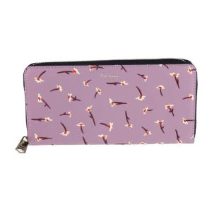 新品未使用展示品 Paul Smith ポールスミス 長財布 レザー パープル系 ラウンドファスナー 花柄【本物保証】
