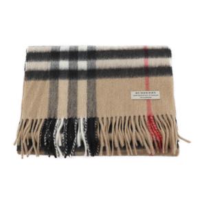 超美品 BURBERRY バーバリー マフラー カシミヤ100％ ベージュ×グリーン 【本物保証】｜3rboutipue