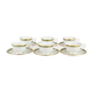 美品 YAMASEN ヤマセン 食器 Fine China 磁器 ホワイト ゴールド グリーン カップ&ソーサー 6客【本物保証】｜3rboutipue