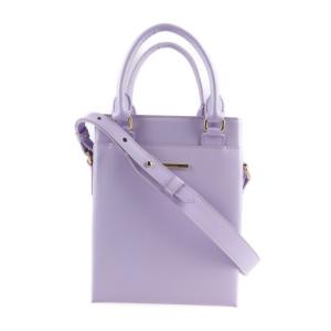 超美品 サマンサタバサ 2WAY ミニバッグ ハンドバッグ レザー パープル系 ショルダーバッグ スマホバッグ【本物保証】