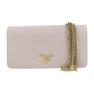 美品 PRADA プラダ 1DH044 長財布 レザー ピンク系 チェーンウォレット チェーンショルダーバッグ ミニバッグ 斜め掛け 肩掛け【本物保証】｜3rboutipue