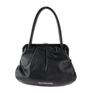 美品 BALENCIAGA バレンシアガ バッグ 638710 ハンドバッグ レザー ブラック ゴールド金具 ショルダーバッグ がま口【本物保証】