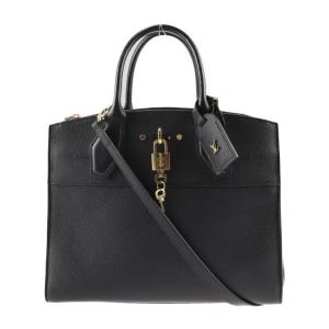 美品 LOUIS VUITTON ルイ ヴィトン シティ スティーマー MM ハンドバッグ M53015 レザー ブラック 2WAY ショルダーバッグ【本物保証】｜3rboutipue