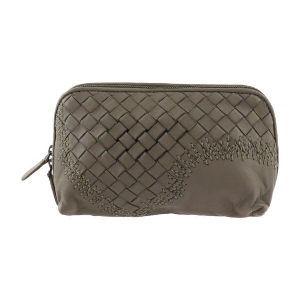 美品 BOTTEGAVENETA ボッテガヴェネタ 化粧ポーチ イントレチャート 132534 レザ...