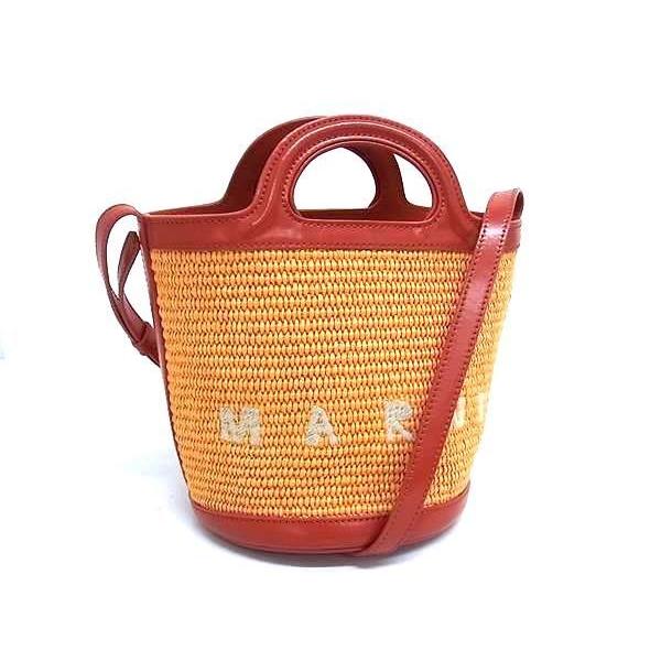 マルニ ハンドバッグ トロピカリア スモールバスケット コットン ナイロン レザー - 2WAY オ...