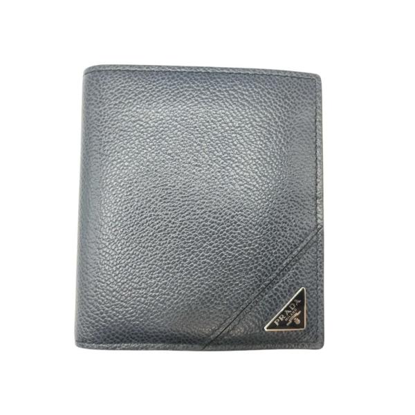 プラダ 財布 トライアングルロゴ レザー 2MO004 二つ折り財布 三角ロゴ ブラック 折財布 カ...