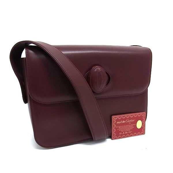 カルティエ バッグ マストライン ターンロック ショルダーバッグ レザー - ボルドー系 クロスボデ...