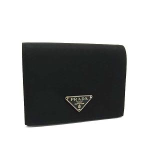 美品 プラダ 長財布 三角ロゴ ナイロン レザー ブラック PRADA PRADA プラダ 長財布 ナイロン×レザー 黒 折り財布 三角ロゴ