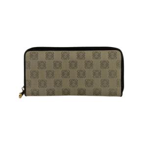 LOEWE（ロエベ） 長財布 レザー ロゴ ラウンドジップ ブラック【中古