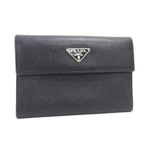 PRADA（プラダ） 二つ折り財布 ブラック ネイビー サフィアーノレザー
