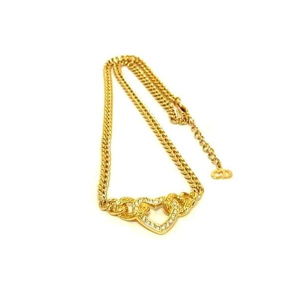 クリスチャンディオール ネックレス ラインストーン ハート ネックレス メタル - ゴールド ジュエ...