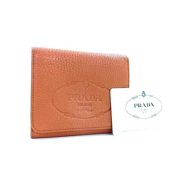 プラダ 財布 - レザー 1M0176 三つ折り 財布 ブラウン ミニ財布 コンパクト ウォレット ...