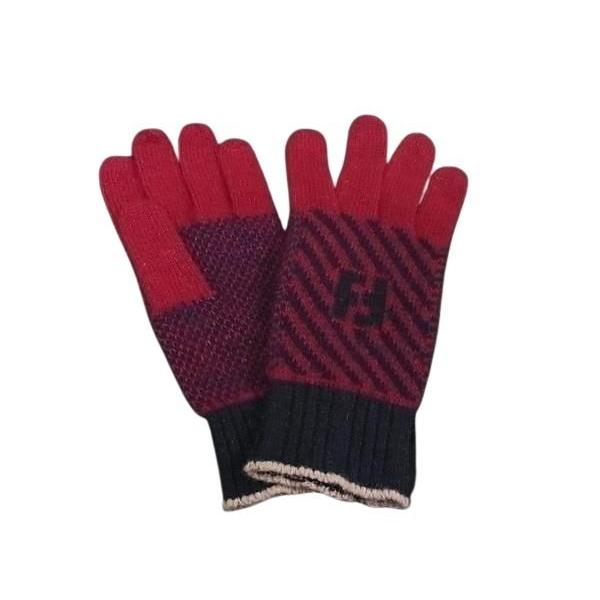 フェンディ グローブ FFロゴ ウール60%×アンゴラ20%×ナイロン20% ワインレッド系×ネイビ...