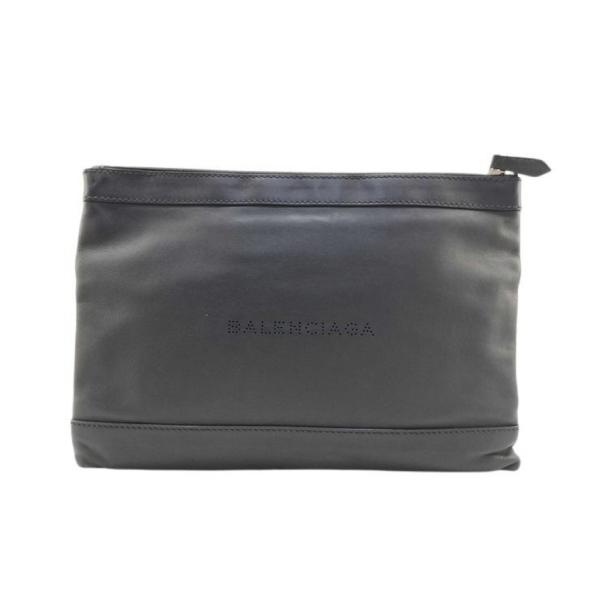 バレンシアガ クラッチバッグ ネイビークリップ 373834 レザー ブラック系 美品 ファッション...