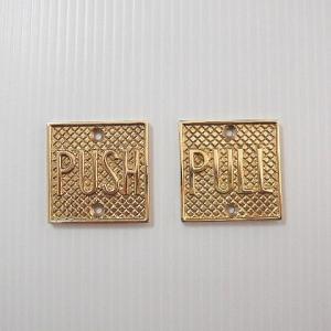 2個セット 真鍮ドアプレート【PULL】＆【PUSH】鋳造　ネームプレート　インジケーター｜3w-general-store